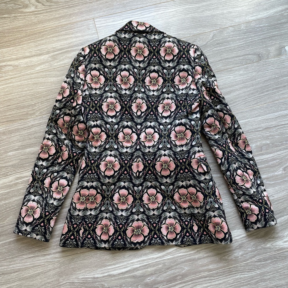 Alice + Olivia Macey Floral Print Blazer Sz 0 EUC Peach and Black - Picture 10 of 13